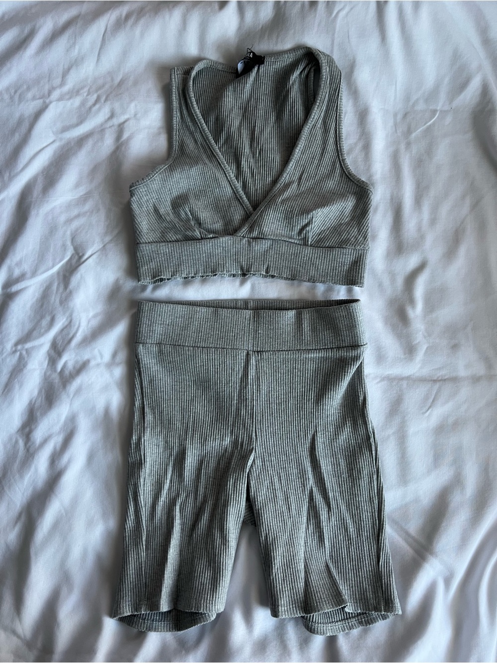 Gray Ribbed Matching Set - Picture 2 of 5